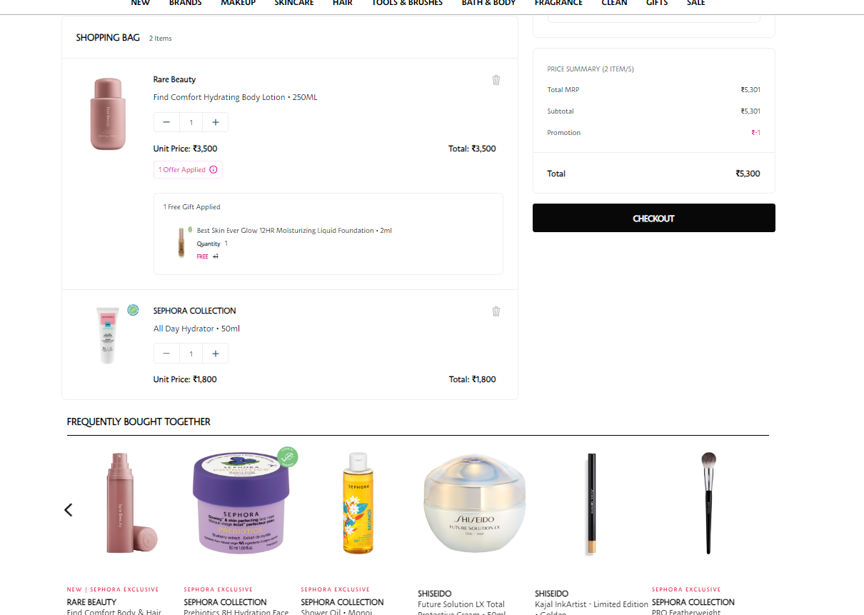 Sephora has amazing upsell and cross-selling techniques