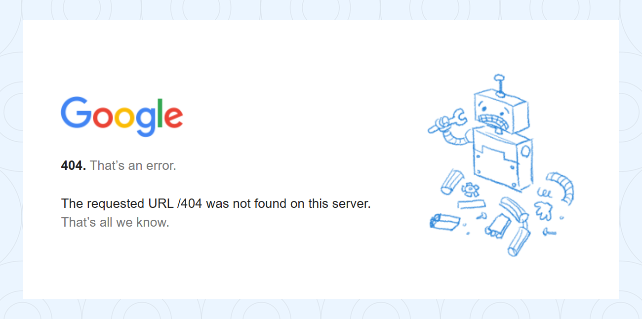 Google’s 404 error page 