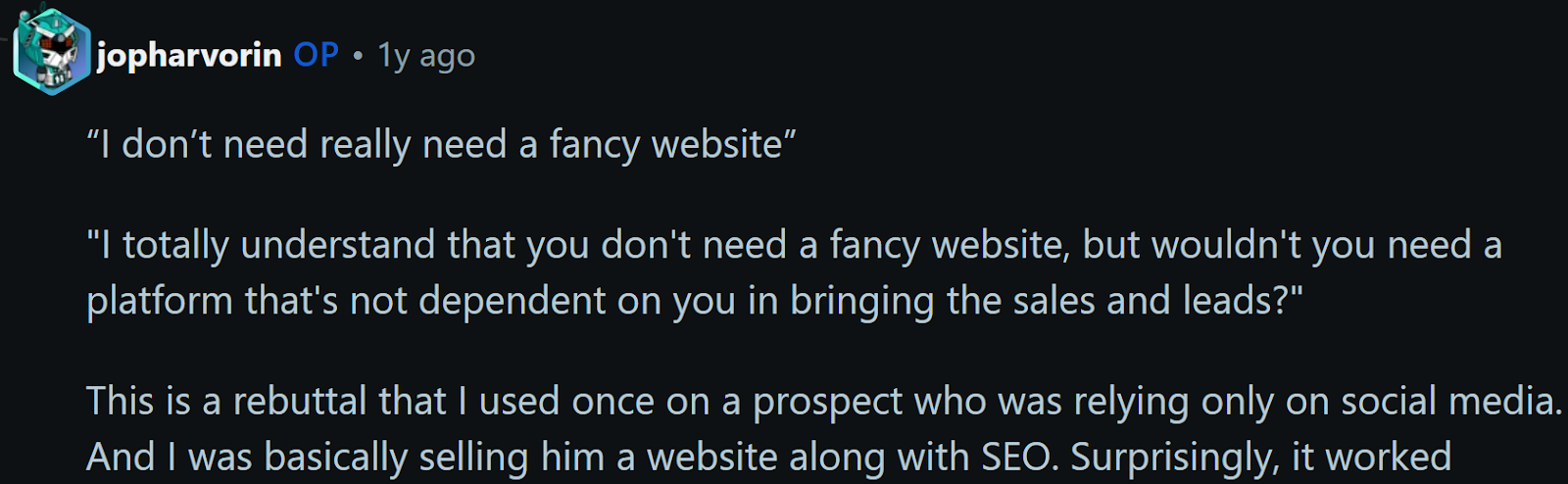 new website objections business owners reddit