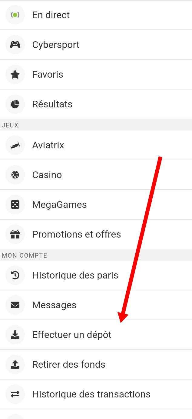 Comment faire un dépôt sur MegaPari ? 