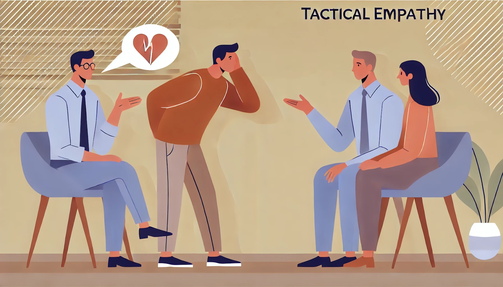 Illustrazione di esseri umani che mostrano empatia nelle trattative