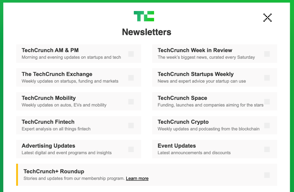 Screenshot of TechCrunch. 