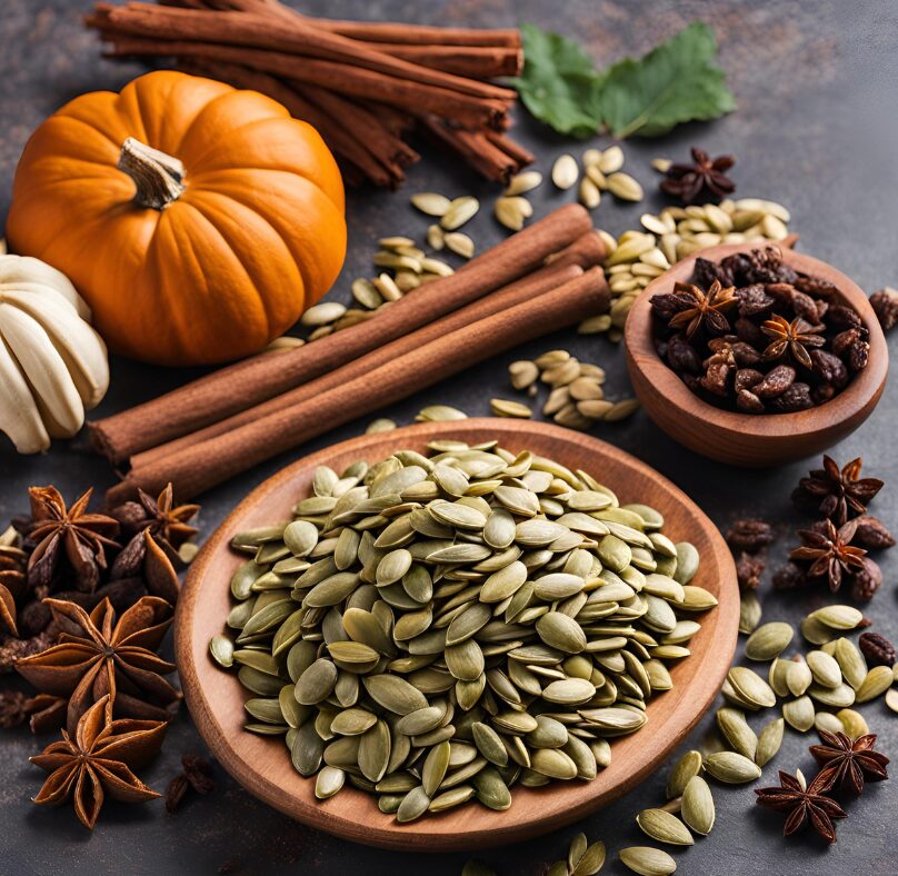 This image has an empty alt attribute; its file name is pumpkin-seeds-with-raisins-1.jpg