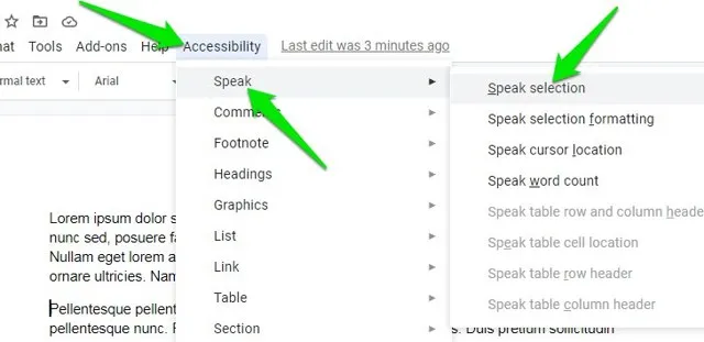 google docs - Text-to-Speech Google Docs