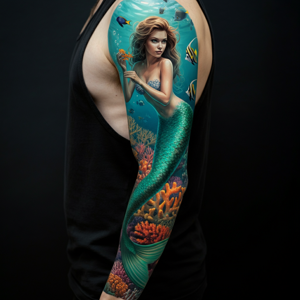 Mermaid Tattoo on shoulder 