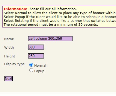 Ad Space Details Screenshot