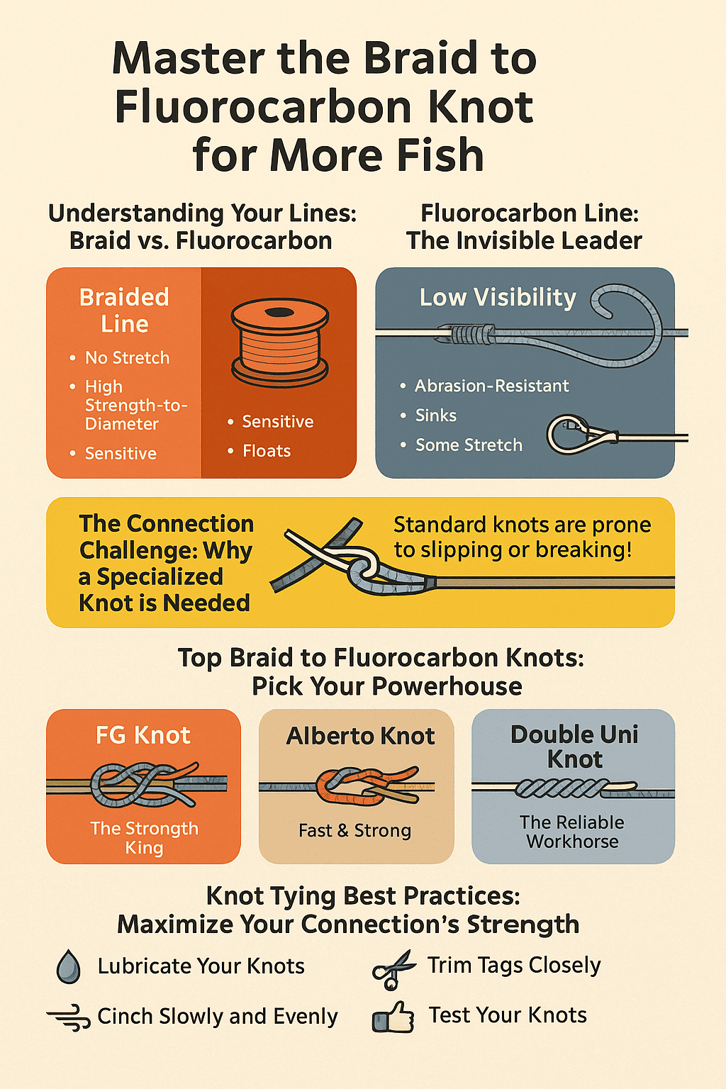 Master the Braid to Fluorocarbon Knot for More Fish (Infographics)