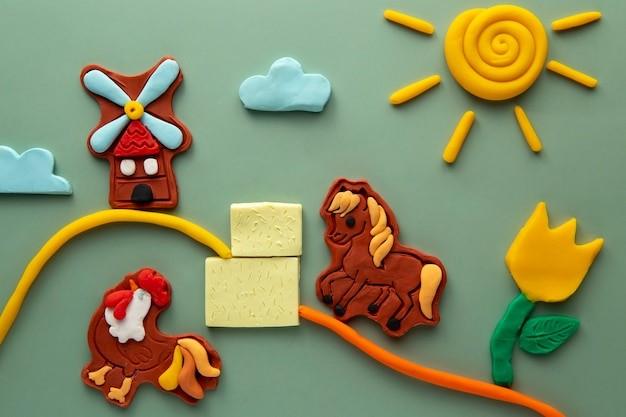 playdough art with farm animals, Picture