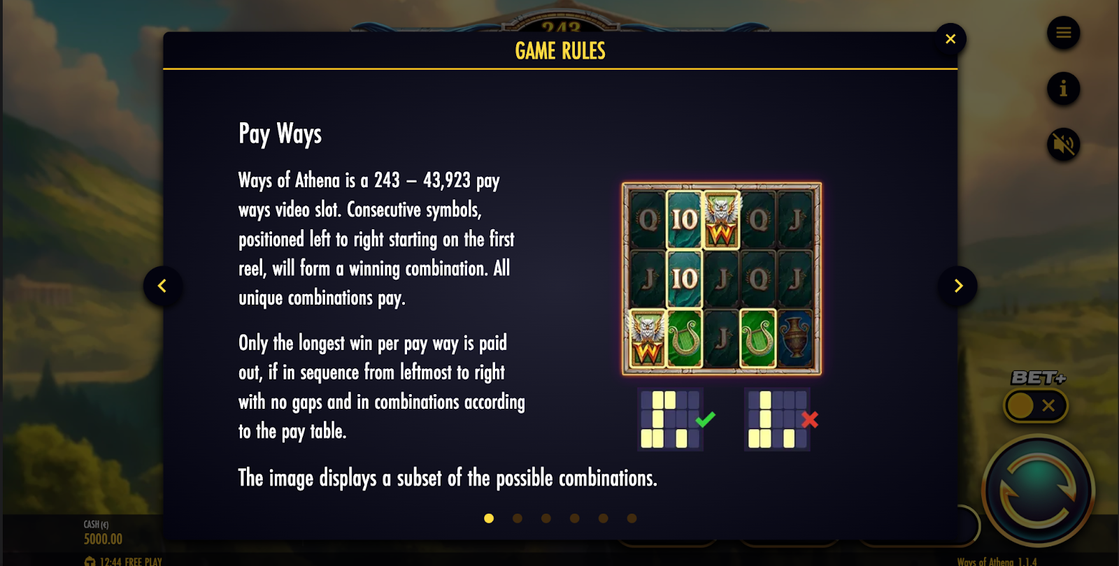 Ways of Athena paylines and game rules