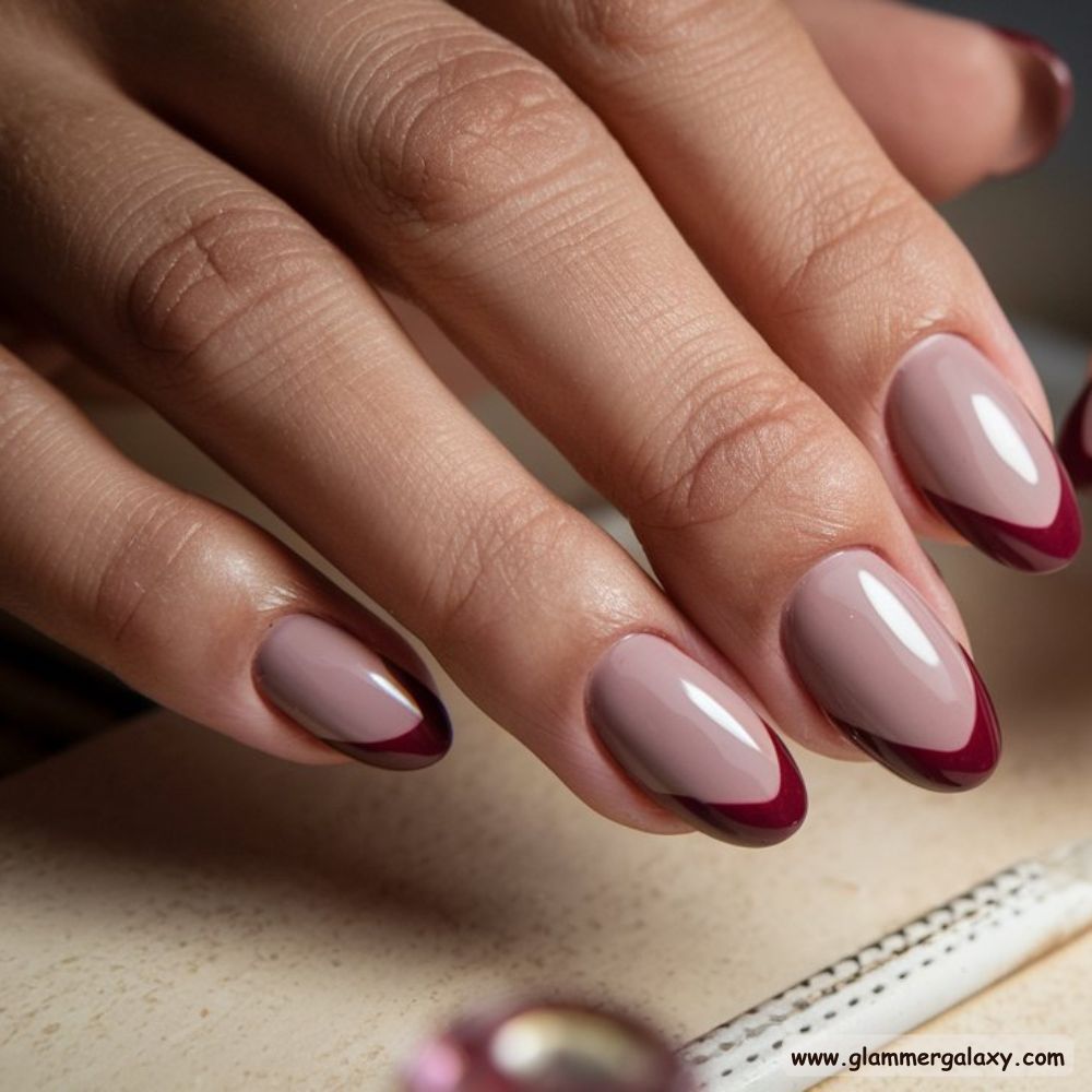 Burgundy fall Nails with Chic Burgundy Tips