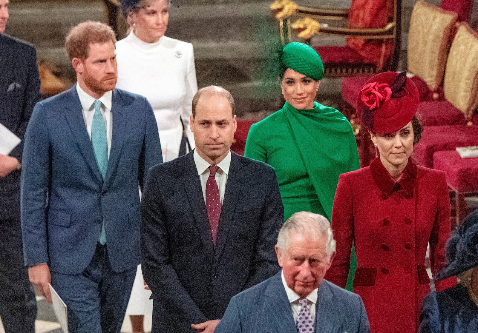 Prince Harry, Meghan Markle, and the Duke and Duchess of Cambridge leaving the annual Commonwealth Service in London on March 9, 2020. | Source: Getty Images