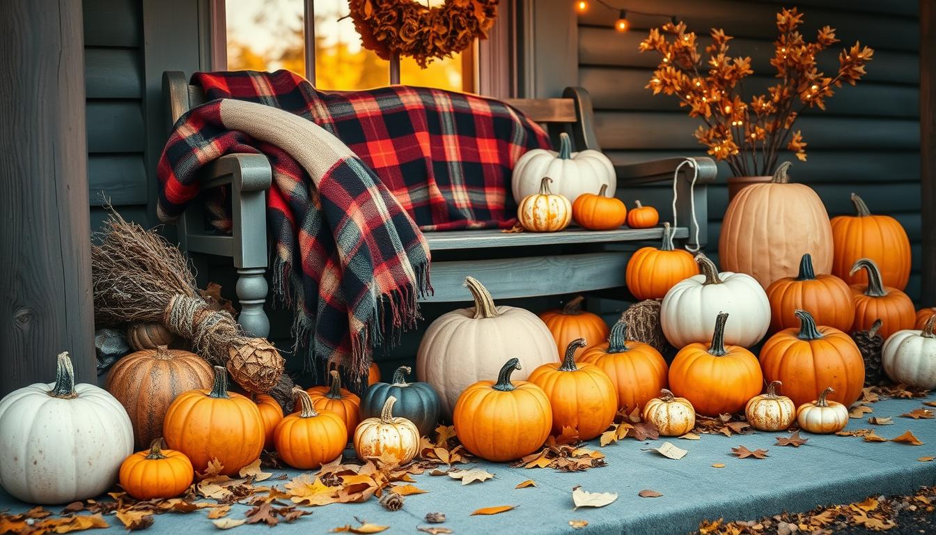 fall pumpkin decor front porch