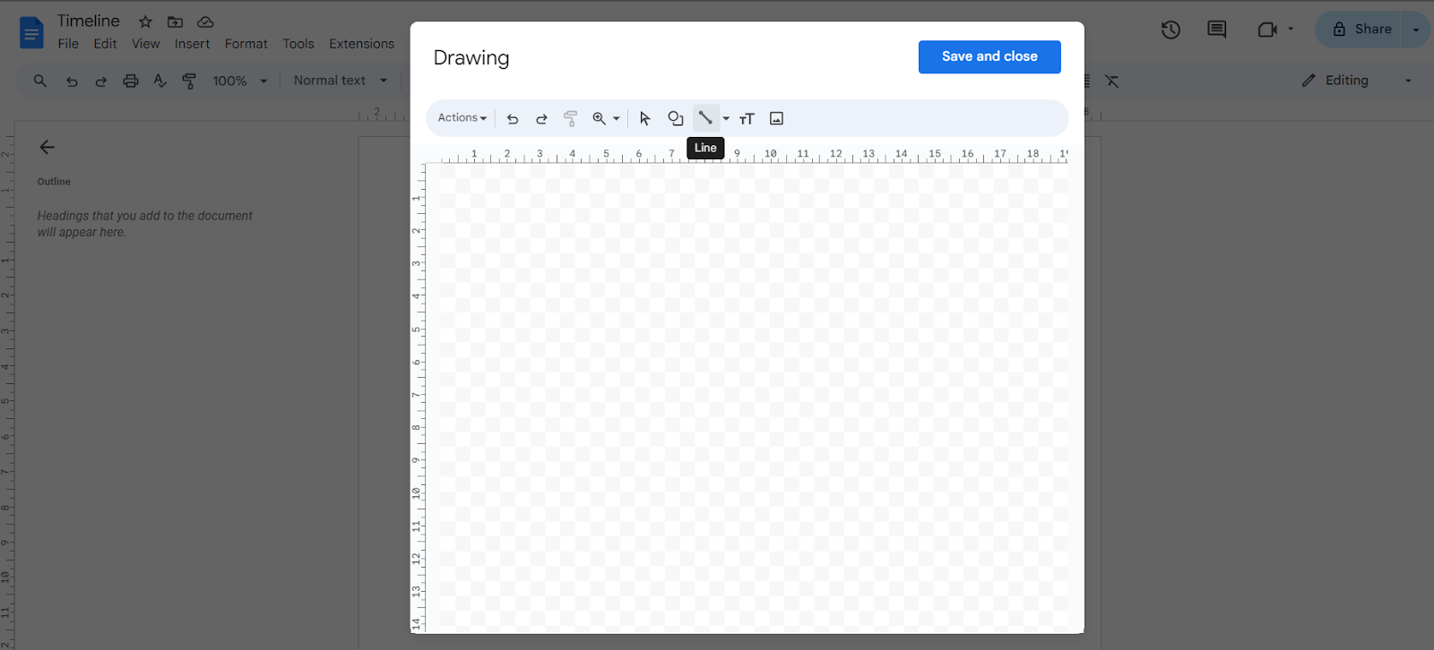 Draw the timeline base: