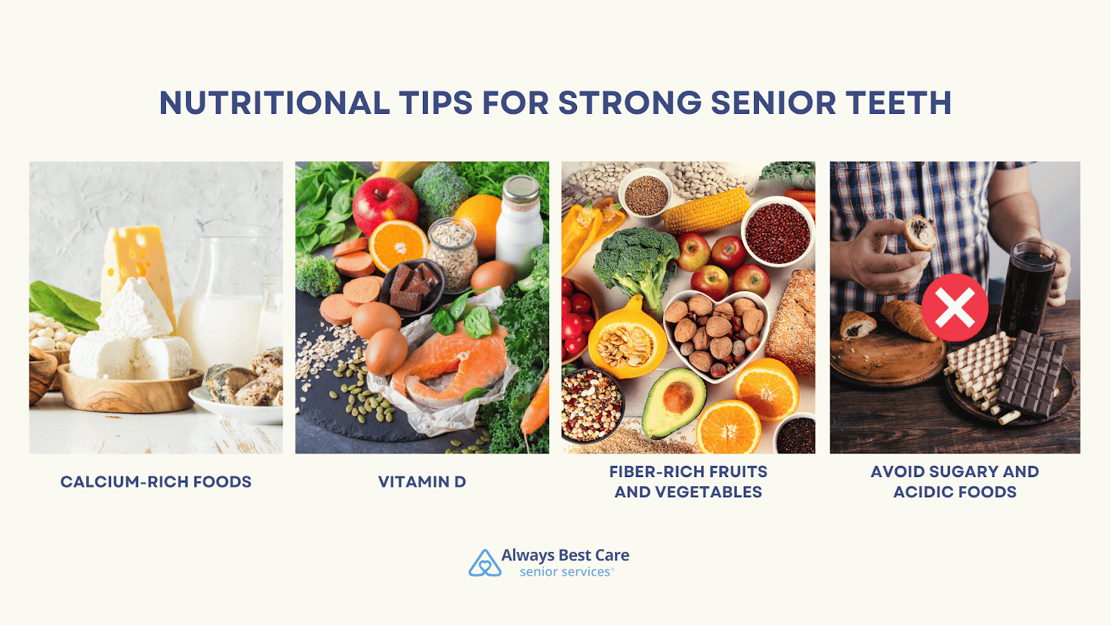 This infographic details nutritional tips for strong senior teeth