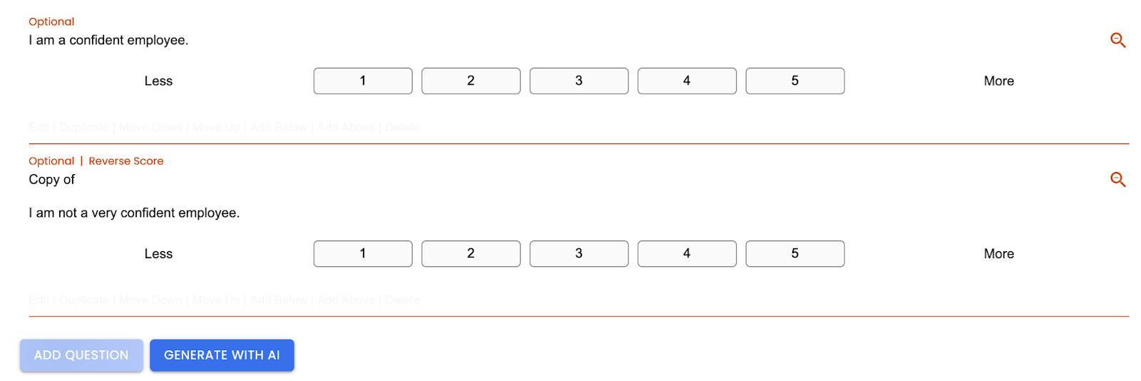 A screenshot of how to do reverse scoring the the Agolix Assessment generator