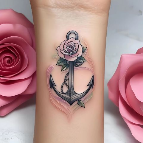 Rose and Anchor Tattoo
