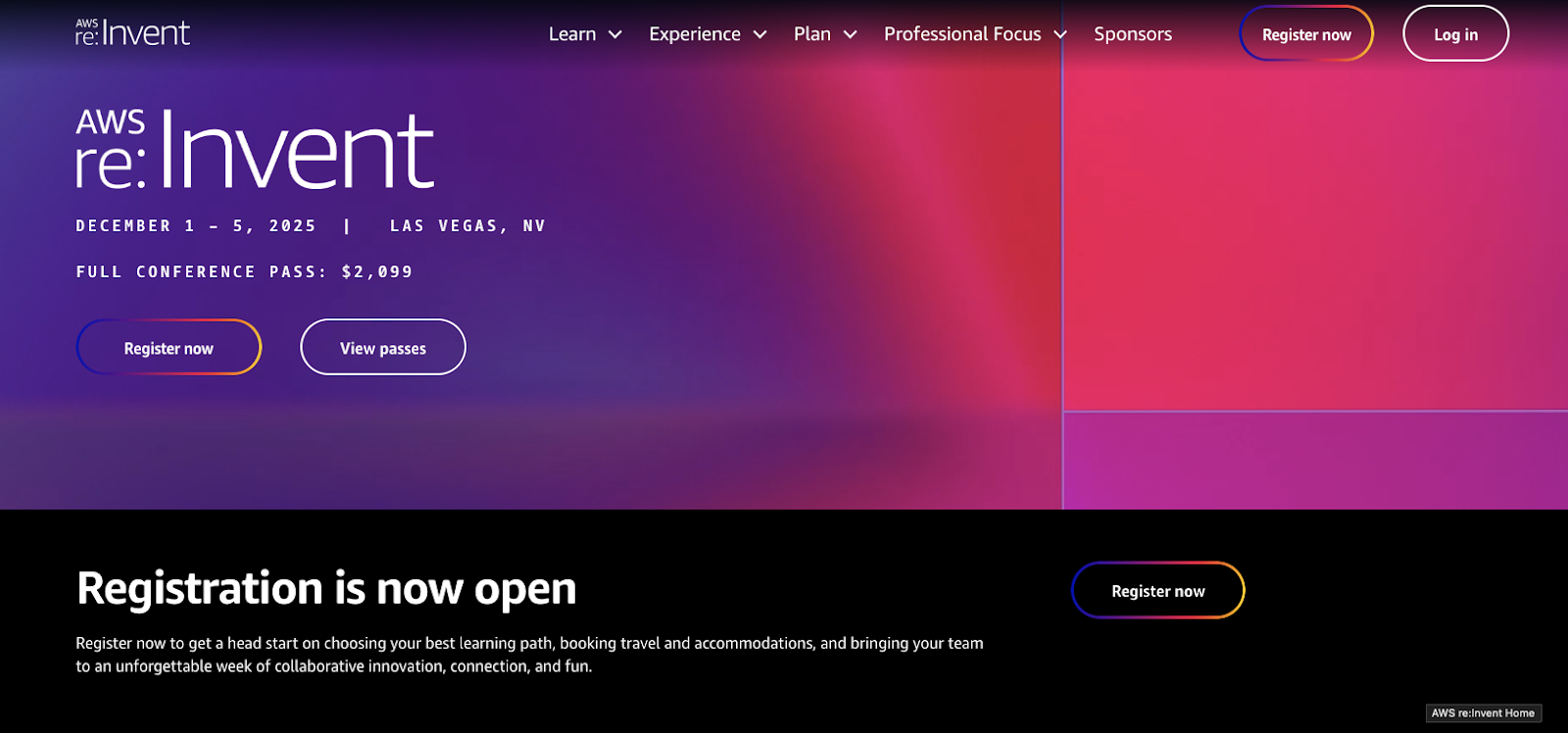 Screenshot of AWS re:Invent.