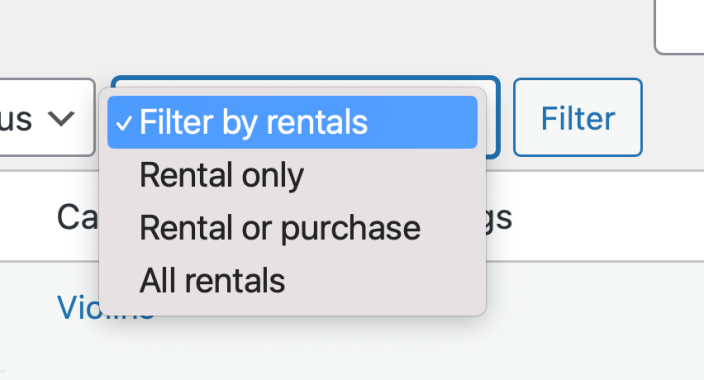 Filtering products list by rentals