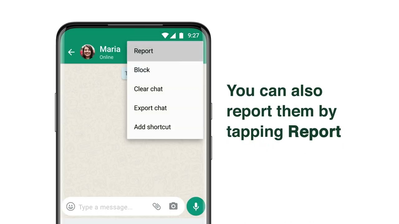 How to get report option in WhatsApp?