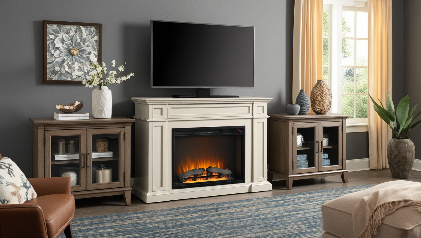  Entertainment Console with Fireplace