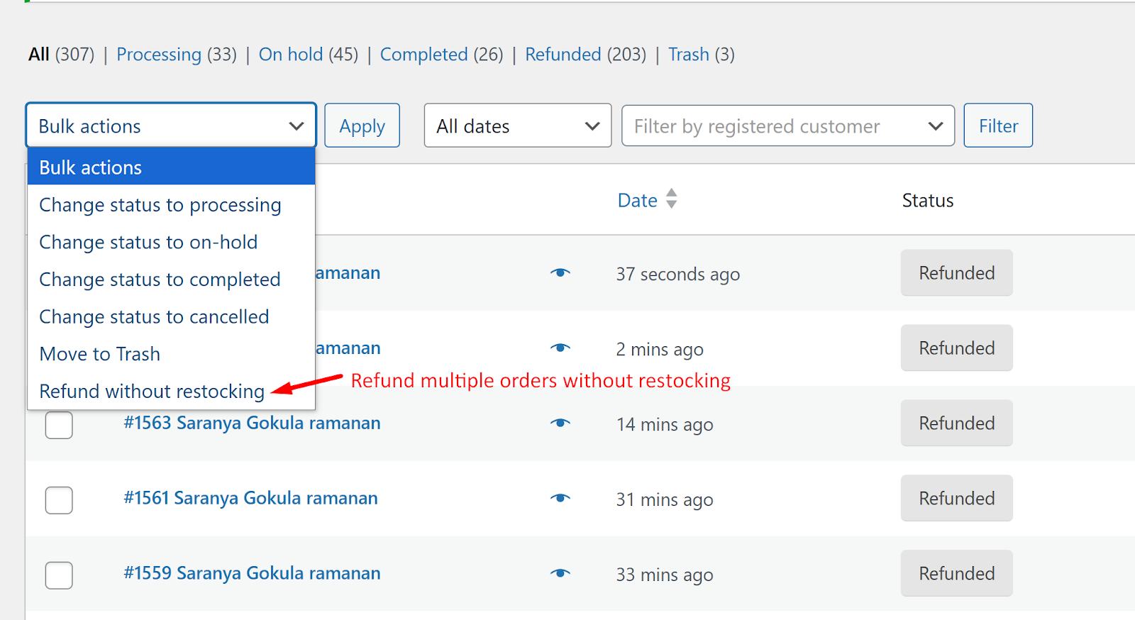 How to Refund Multiple Orders (via Bulk Actions) in WooCommerce (Compatible with HPOS Order Tables)? - Tyche Softwares