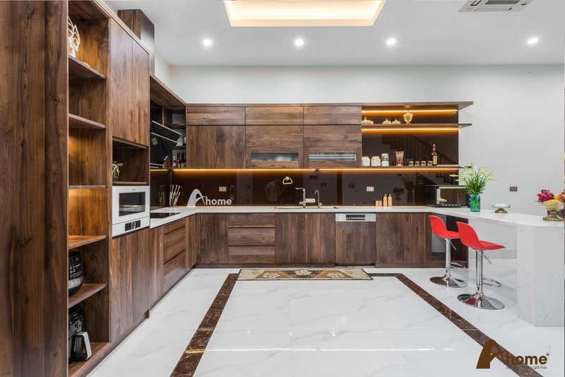 Tủ bếp gỗ óc chó tự nhiên Ahome - Đẳng cấp trong mọi không gian