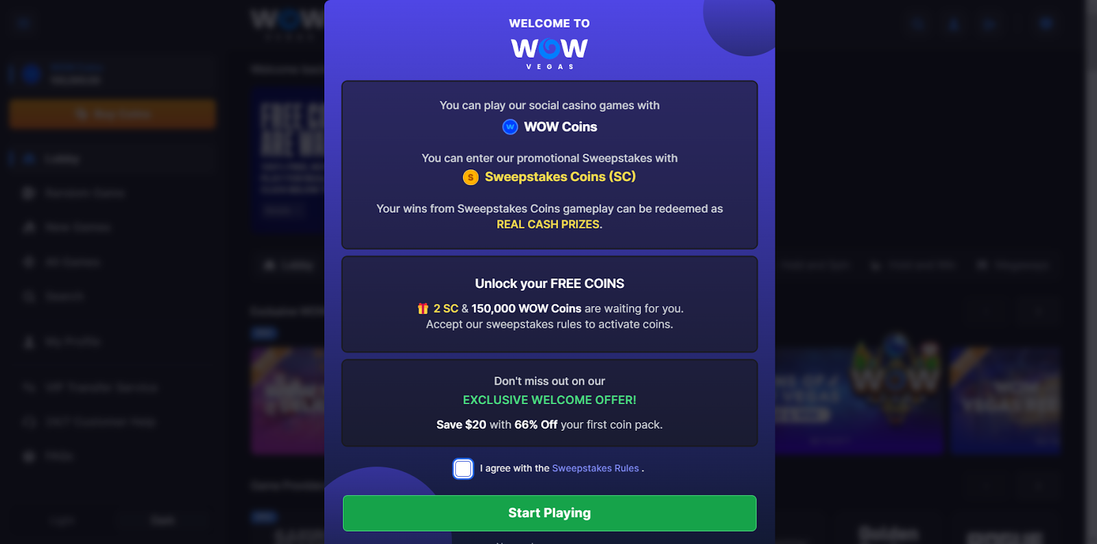 WOW Vegas No Deposit Bonus