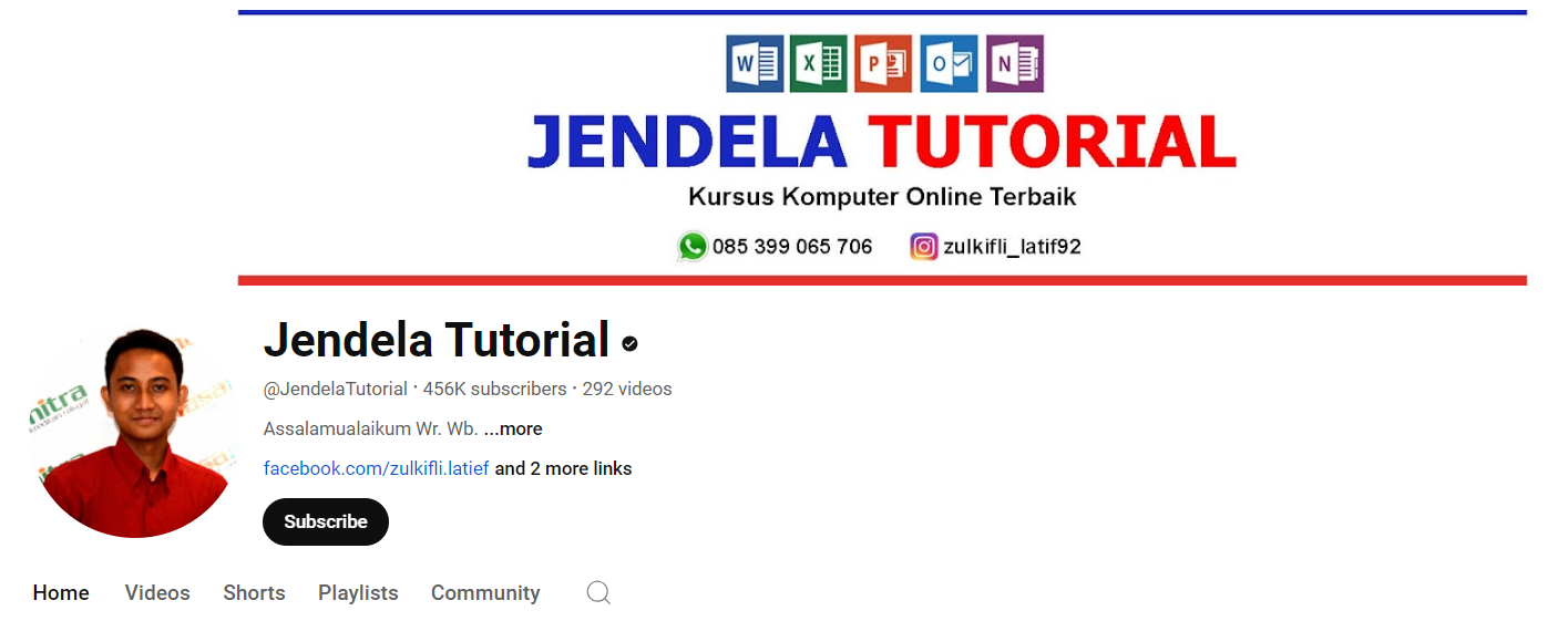 channel YouTube belajar excel