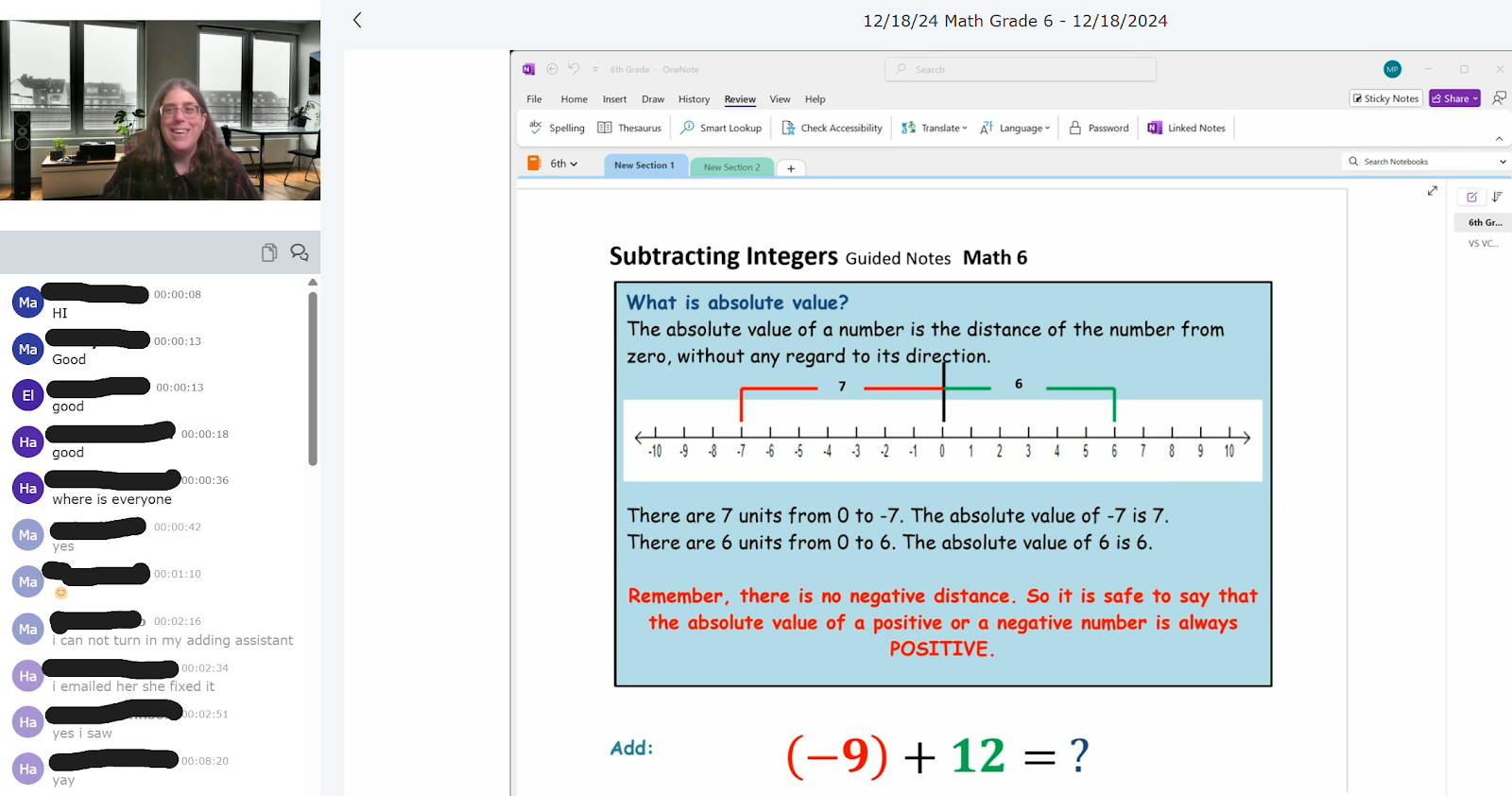 sample screenshot of live online class mrs peters math