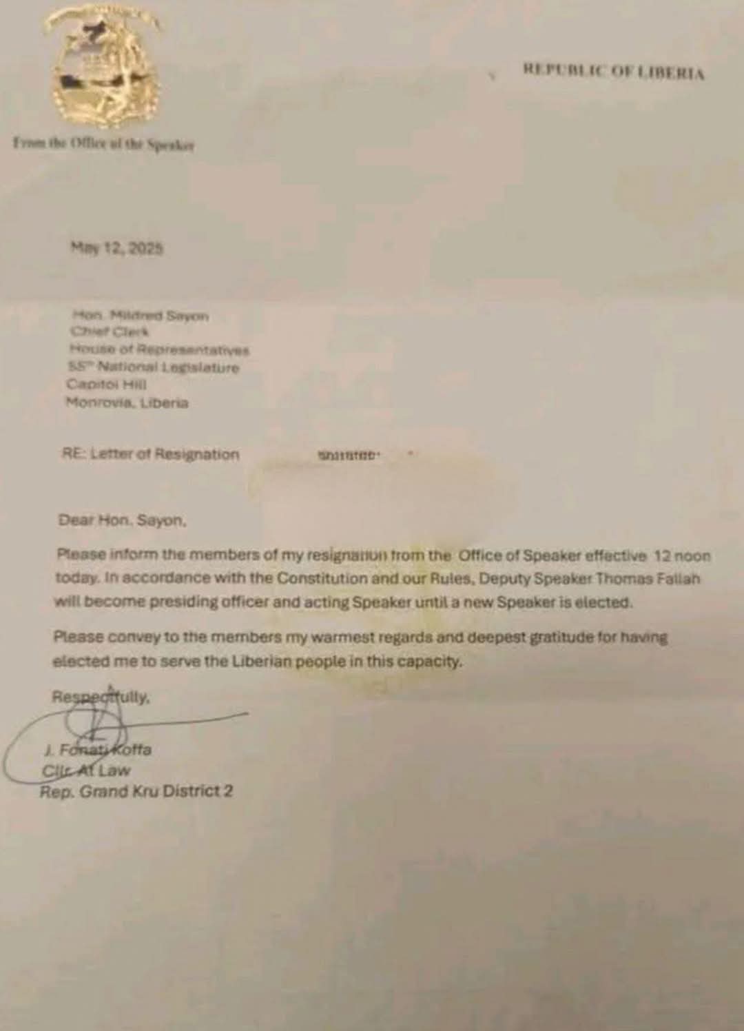 Koffa’s resignation: What it means for Liberia