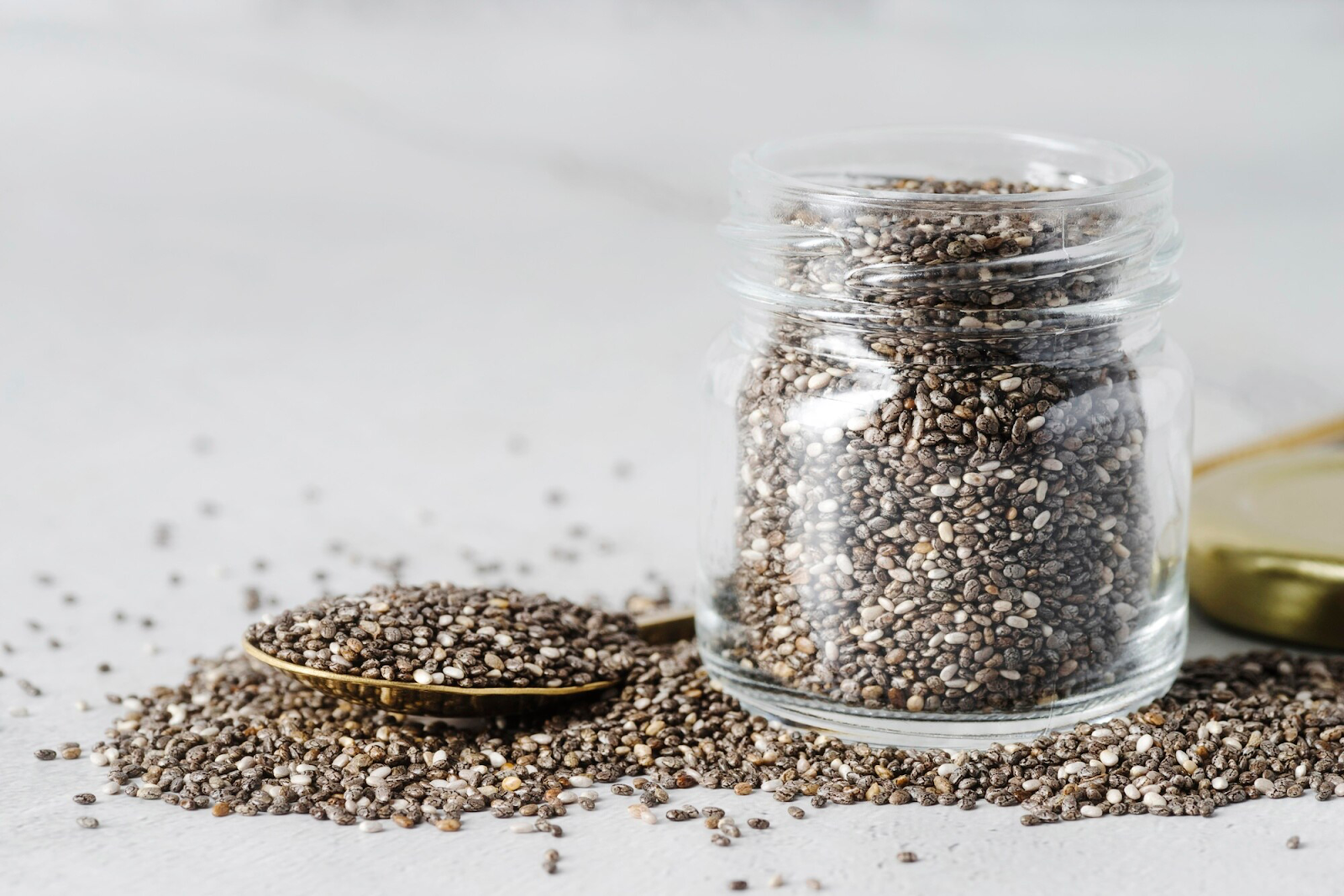 Hemp seeds in a jar 