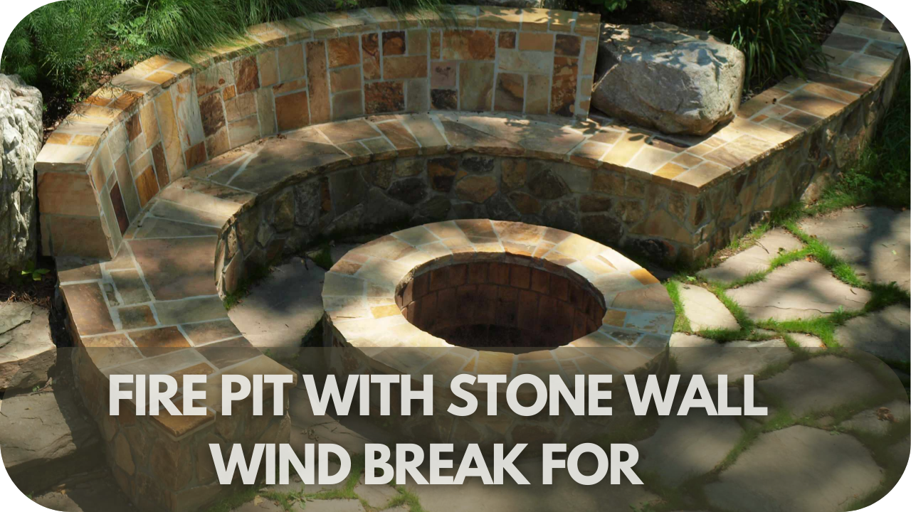 Enjoy added comfort and privacy with a fire pit design featuring a stone wall wind break.