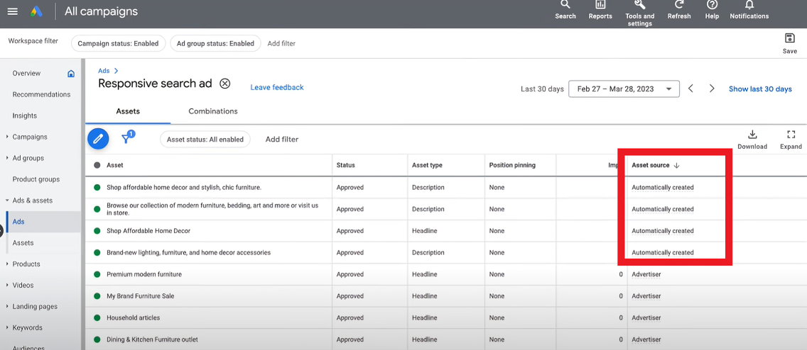 Account-Level Automated Assets