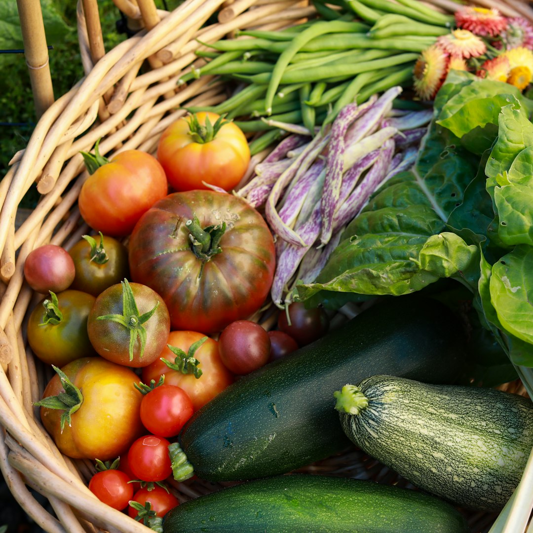 organic homegrown nutrient dense heirloom vegetables, greens, beans, and flowers.