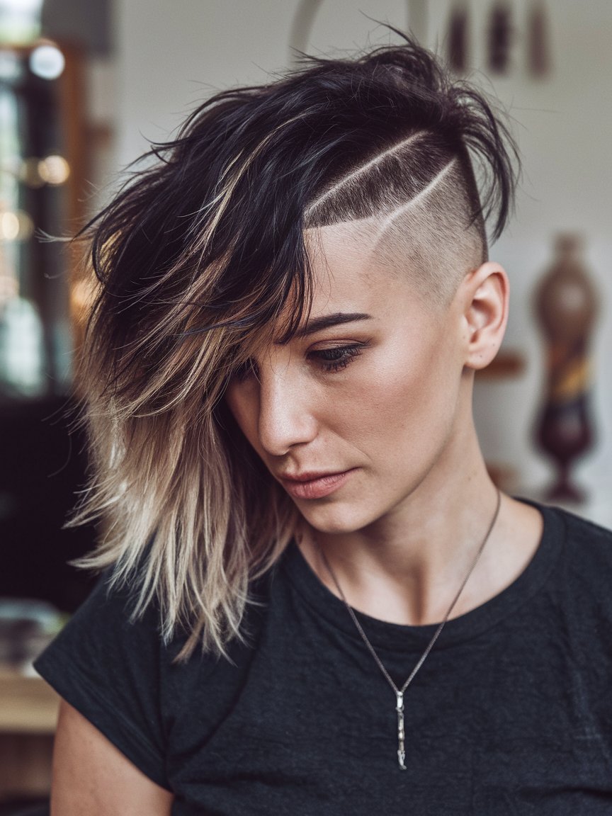 21. Bold Undercut with Tousled Layers