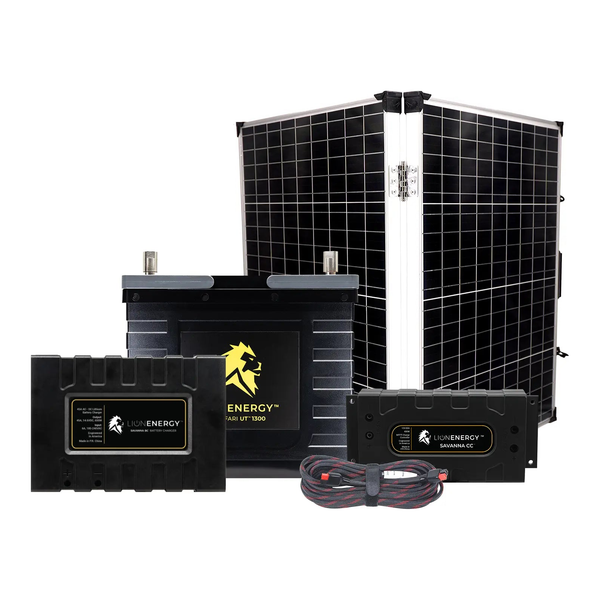 Lion Energy 12V Lithium Battery 105Ah Solar Power System (1-UT1300) w/ battery charger + Panel (999RV116)