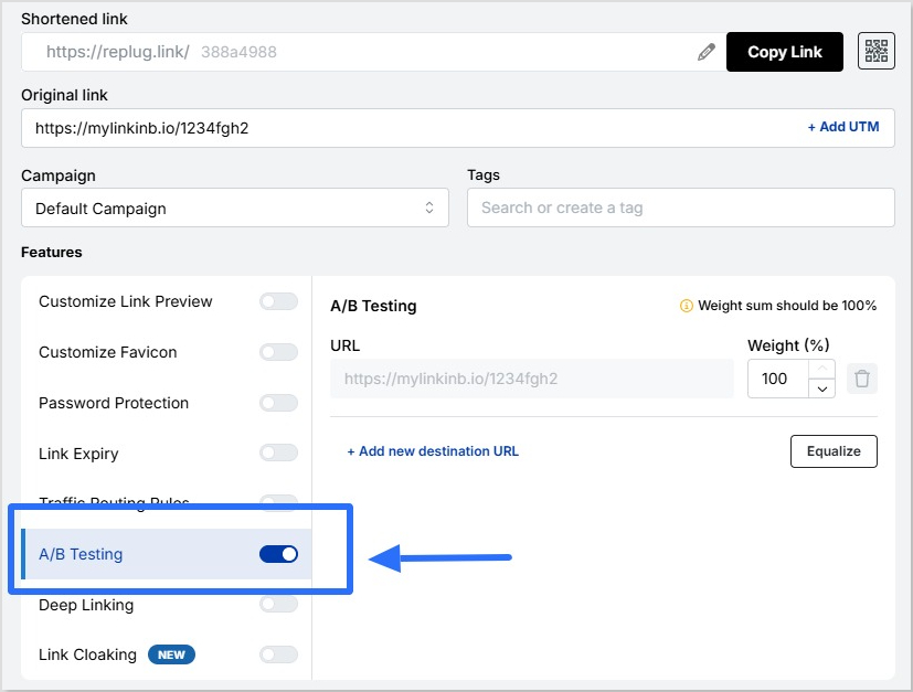 Toggle A/B testing