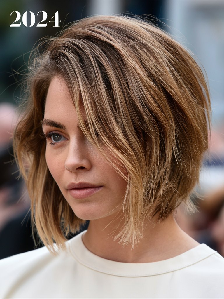 1. Textured Bob for Thick SHORT MESSY Hair STYLES