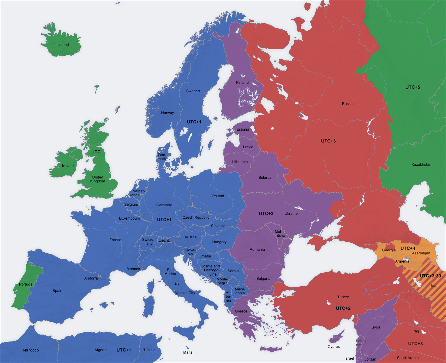 Europe time zones