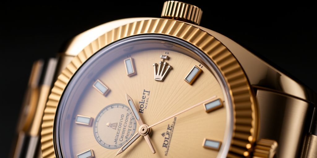 Close-up of a luxurious Rolex watch