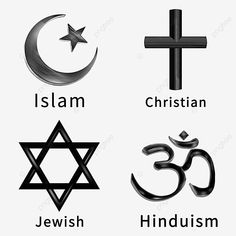 This contains an image of Religious Symbol, Combination Of Four Religious Symbols, Hindu Symbols, Judaism Symbols 