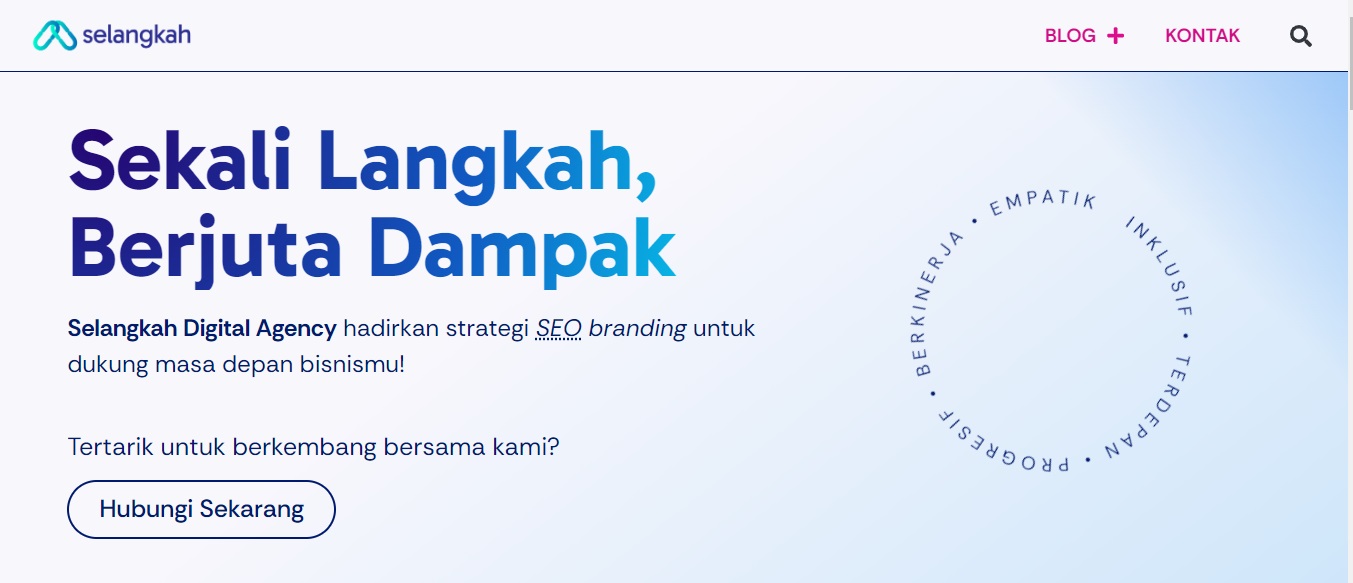 Tampilan Homepage ‘Selangkah Digital Agency’ 