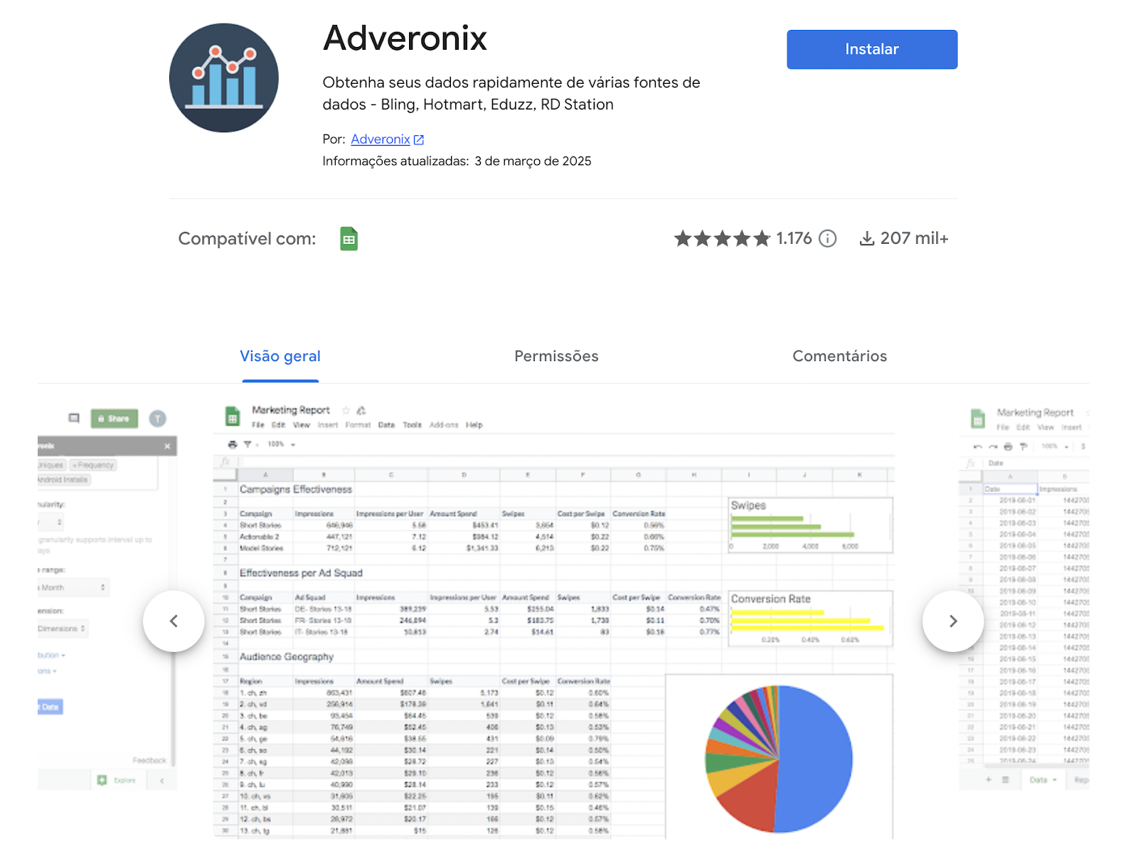 página do Adveronix no Google Marketplace