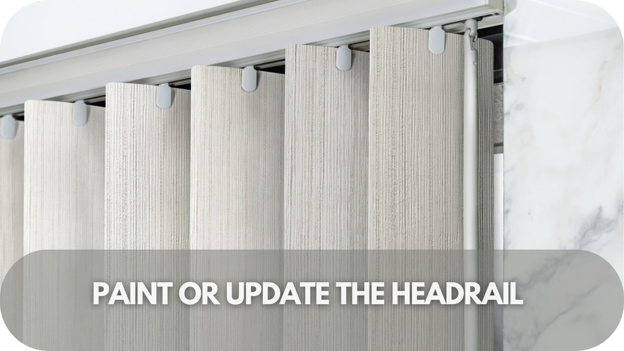 Give your vertical blinds a makeover by painting or updating the headrail.