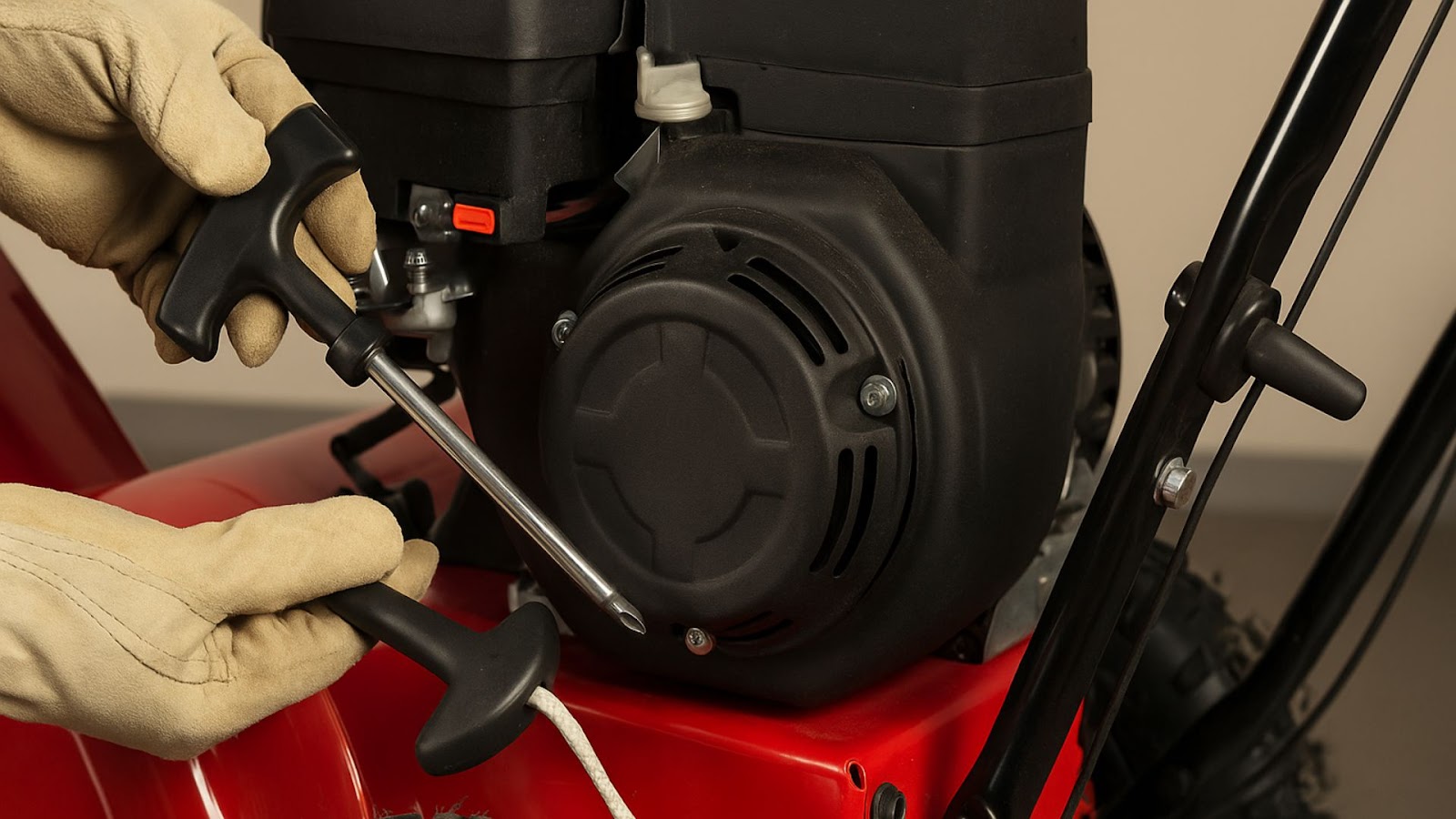 Detach Snow Blower Starter Cord Assembly