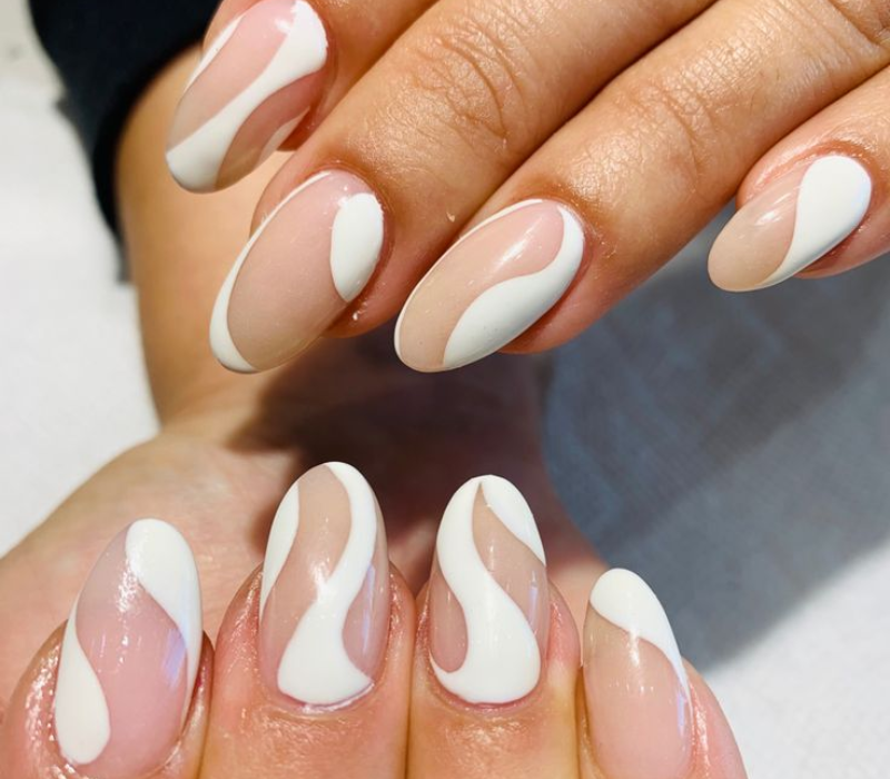 White Negative-Space Nail Art