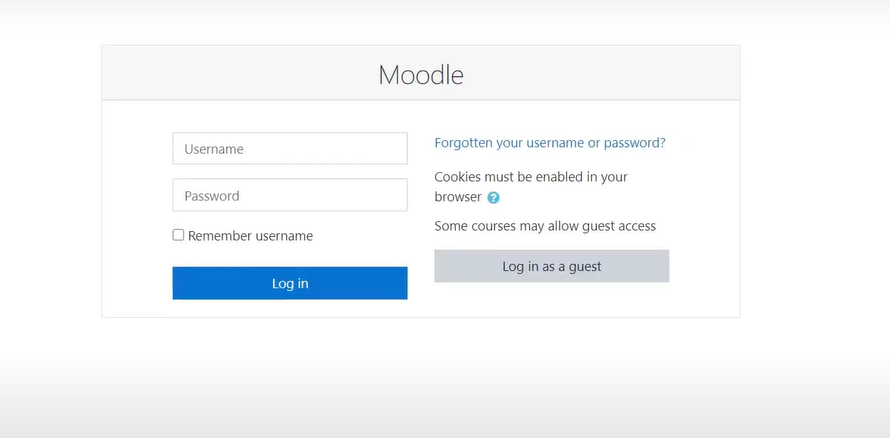 log into moodle admin page