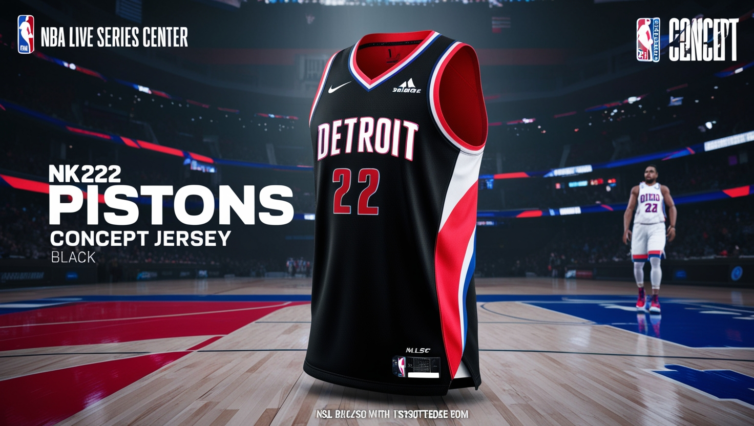 NBA 2K22 Pistons Concept Jersey Black NLSC