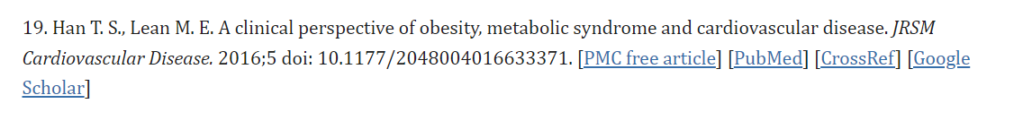 Reference list — Including the full source of scientific studies