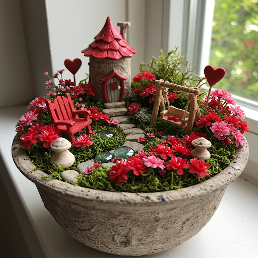 Miniature Valentine's Day Fairy Gardens